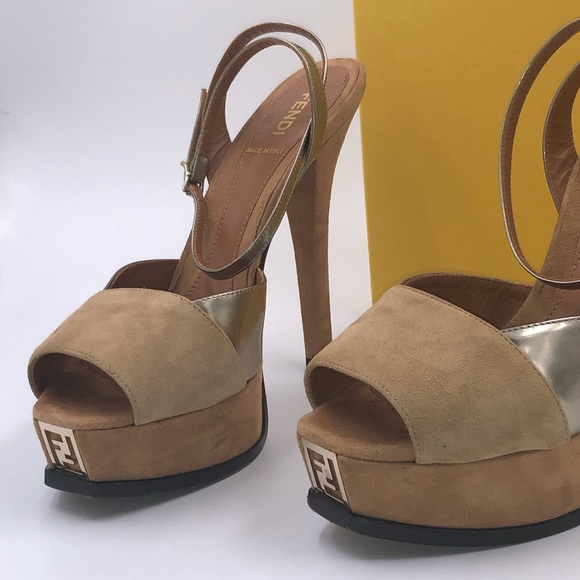 Fendi Shoes - 💯AUTH FENDI SUEDE HEELS PLATFORM 7 37 in BOX EUC